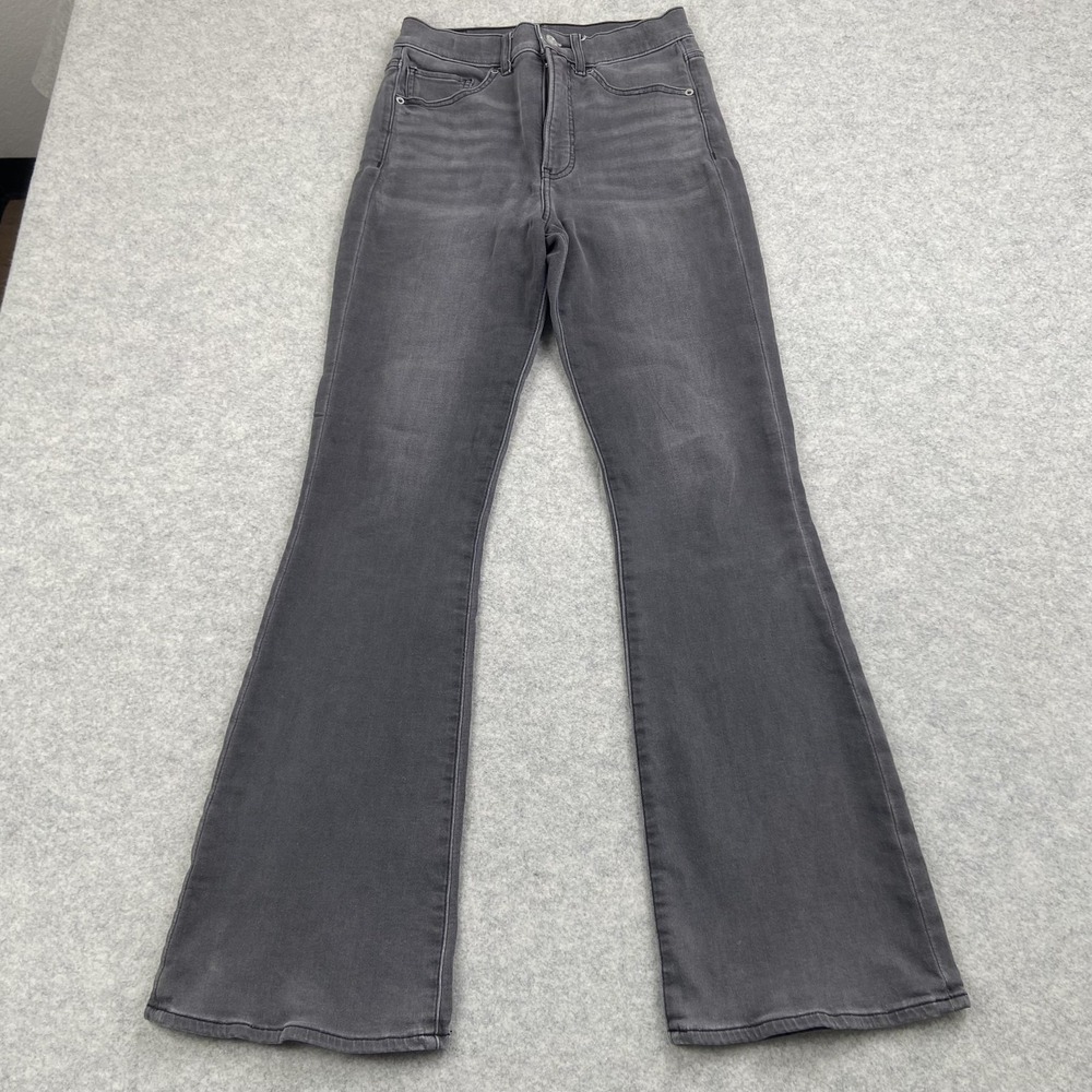 Express Jeans Womens 4R (26x32) Gray Medium Wash High Rise Flare Stretch Denim